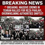🔴BREAKING: Massive crowd in Tehran rallies for Reza Pahlavi, overwhelming authorities swiftly!