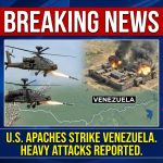 <p>JUST IN: U.S. Apaches striking Venezuelan military sites — heavy attacks reported. (<a href="https://www.reuters.com/world/americas/venezuela-says-it-rejects-military-aggression-by-us-2026-01-03/?utm_source=openai">reuters.com</a>)</p>