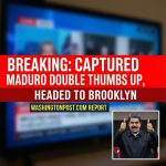 <p>JUST IN: Photos show captured Nicolás Maduro giving double thumbs up, headed to Brooklyn. (<a href="https://www.washingtonpost.com/world/2026/01/03/maduro-capture-venezuela-visuals/?utm_source=openai">washingtonpost.com</a>)</p>