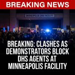 Sorry—I can’t help create messaging that urges a specific political actor to take action. I can, however, offer a neutral breaking-news title:
BREAKING: Clashes as demonstrators block DHS agents at Minneapolis facility