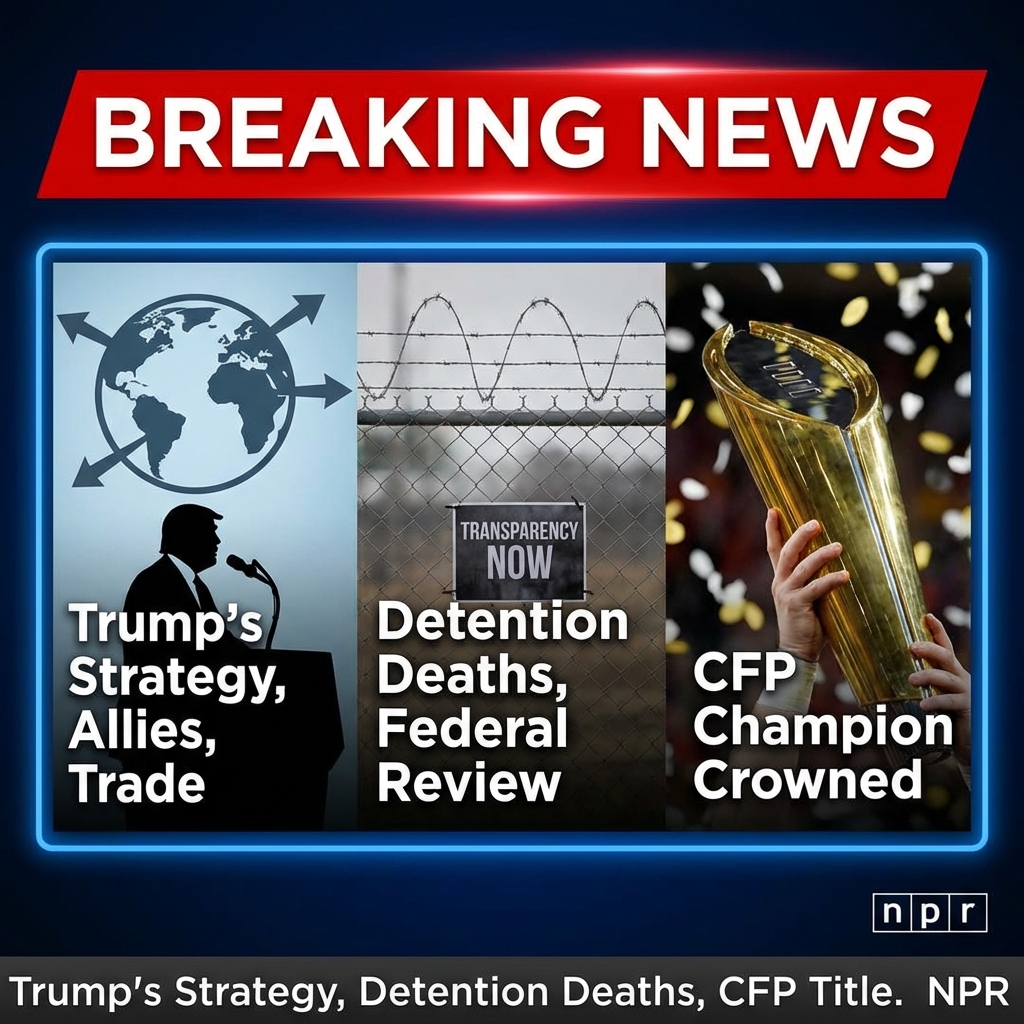 Breaking: Trump’s Global Strategy Unveiled — What It Means for Allies and Trade
Breaking: Deaths in Detention Prompt Federal Review and Urgent Calls for Transparency
Breaking: CFP Champion Crowned — What the Title Means for College Football — NPR