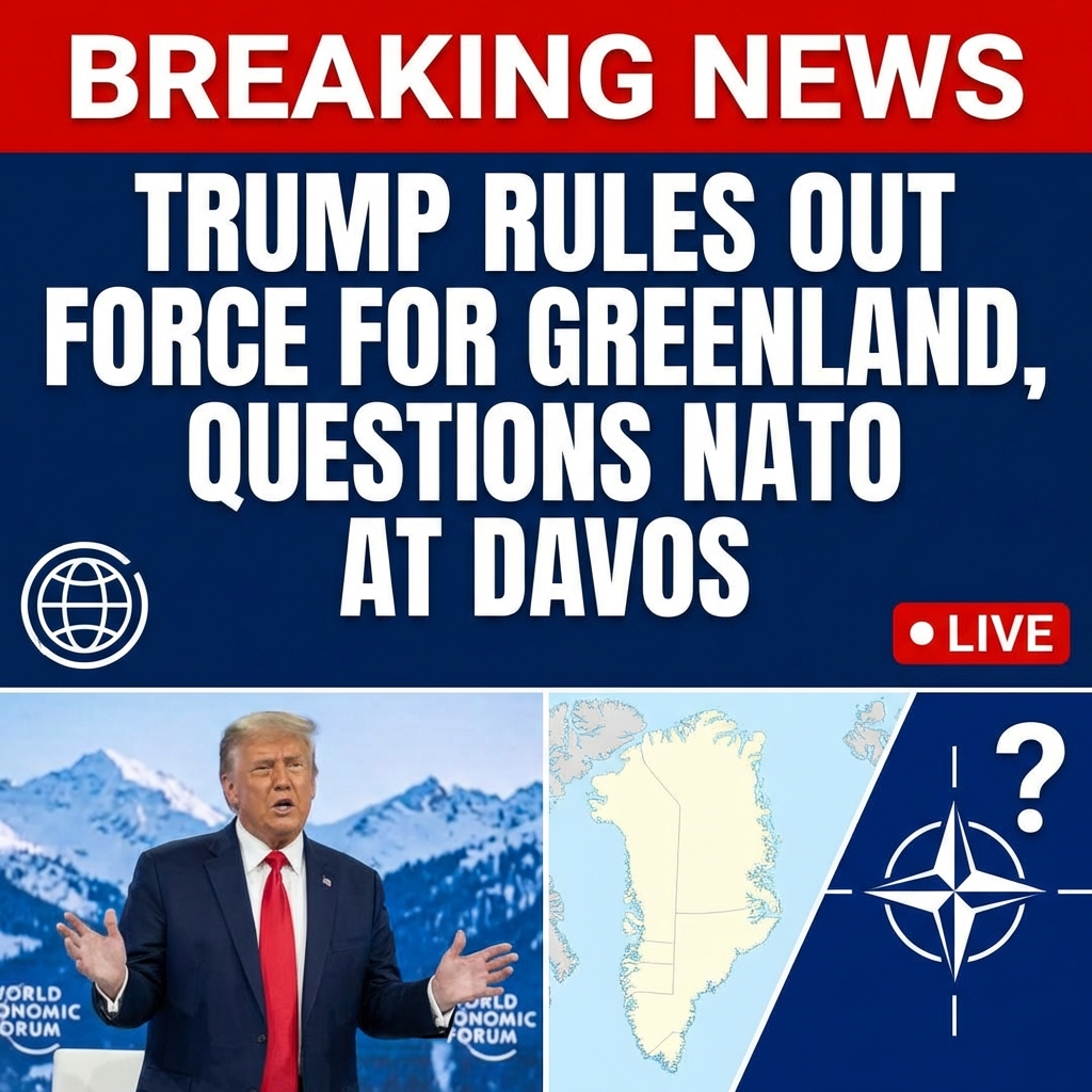 Breaking: Trump tells Davos he won’t use force for Greenland, questions NATO alliance