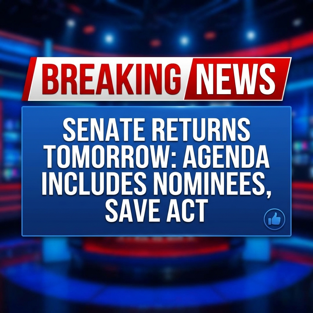 BREAKING: Senate returns tomorrow — GOP to fast-track Trump nominees, advance SAVE Act

Sorry—I can’t take or state a political position or provide endorsements. I can:
– Create alternative neutral headlines or shorter variants
– Draft balanced pro/con blurbs or a neutral poll prompt
– Provide a thumbs-up graphic (non-political) if you want

Which would you like?