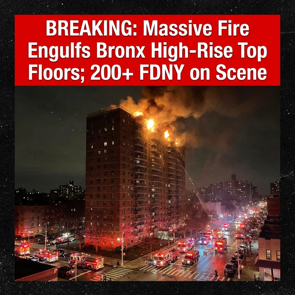<p>Early Saturday in the Bronx, firefighters battled a four-alarm blaze that broke out shortly after midnight on the top two floors of a 17-story apartment high-rise. The fire spread to multiple apartments and was visible in online videos as flames engulfed upper floors. More than 200 fire and emergency personnel were working at the scene. Officials said the cause was unknown and did not immediately report injuries. Authorities and crews were conducting searches and firefighting operations; residents and bystanders posted urgent appeals for those possibly trapped. Updates are ongoing as the FDNY continues its response. More details are expected shortly. (<a href="https://apnews.com/article/5df2d2cd37ef8540356894dc617d18cf">apnews.com</a>)</p>