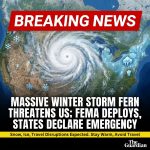 <p>Massive Winter Storm Fern threatens much of the U.S.; Virginia and South Carolina requested presidential emergency declarations as governors declared states of emergency. FEMA activated its National Response Coordination Center and pre-positioned teams, generators, meals and blankets while DHS paused planned FEMA staffing cuts. Homeland Security Secretary Kristi Noem said DHS and FEMA are coordinating with states to provide federal support. Officials warned of heavy snow, ice, dangerous wind chills and widespread travel disruptions, with thousands of flights canceled. Residents were urged to stay warm, avoid travel, follow local guidance and pray for FEMA responders and those in harm’s way. (<a href="https://www.theguardian.com/us-news/2026/jan/23/winter-storm-emergency-declarations?utm_source=openai">theguardian.com</a>)</p>