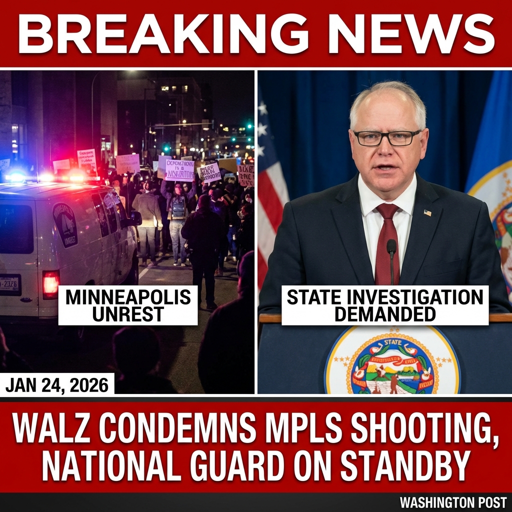 <p>Governor Tim Walz condemned a January 24, 2026, Minneapolis shooting in which federal immigration agents fatally shot a 37‑year‑old man during a targeted operation, triggering large protests and clashes with demonstrators. Video and official accounts differ on what happened. Walz demanded state involvement in the investigation, criticized federal tactics, and placed the Minnesota National Guard on standby to support public safety. Protesters confronted federal officers near the scene, but there is no reliable evidence Walz said local or state police “retreated” after being “overrun” by leftists. State and federal investigations are ongoing as tensions persist and residents remain on edge. (<a href="https://www.washingtonpost.com/nation/2026/01/24/minneapolis-shooting/?utm_source=openai">washingtonpost.com</a>)</p>