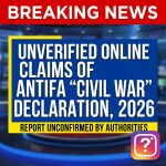 <p>As of January 25, 2026, social-media posts claim several left-wing protesters linked to Antifa have ‘officially declared’ a civil war against the U.S. government. These assertions circulate on fringe sites and viral posts but lack corroboration from law-enforcement agencies, major news organizations, or official statements. Similar hoaxes surfaced in 2017 and prompted warnings about misinformation. Given absence of credible independent reporting and past patterns of false Antifa civil-war claims, this report should be treated as unverified until reliable sources or authorities confirm specifics, participants, locations, or actions. Follow updates from reputable outlets before sharing widely online and verify official statements. (<a href="https://www.newsweek.com/antifa-civil-war-fake-news-story-treated-threat-department-homeland-security-885251?utm_source=openai">newsweek.com</a>)</p>