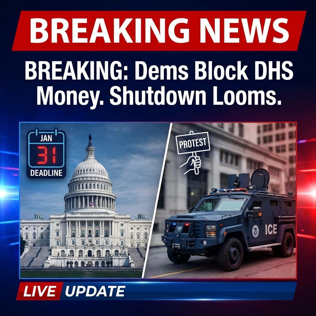 <p>Senate Democrats warned they will block any funding package that includes Department of Homeland Security and ICE money, raising the odds of a U.S. government shutdown on January 31, 2026. (<a href="https://www.axios.com/2026/01/24/minneapolis-ice-democrats-government-shutdown-ice?utm_source=openai">axios.com</a>) Leader Chuck Schumer and several senators said recent lethal actions by federal immigration agents, including a fatal Minneapolis shooting, make the DHS provisions unacceptable without stronger oversight and reform. (<a href="https://www.theguardian.com/us-news/2026/jan/24/schumer-democrats-dhs-funding-package?utm_source=openai">theguardian.com</a>) Republicans had advanced a six‑bill funding package that contains the DHS measure; Democrats want DHS funding separated or amended to limit ICE enforcement powers. With the funding deadline days away, negotiations have intensified and the prospect of a shutdown has increased. (<a href="https://www.washingtonpost.com/politics/2026/01/24/senate-democrats-block-funding-ice//?utm_source=openai">washingtonpost.com</a>)</p>