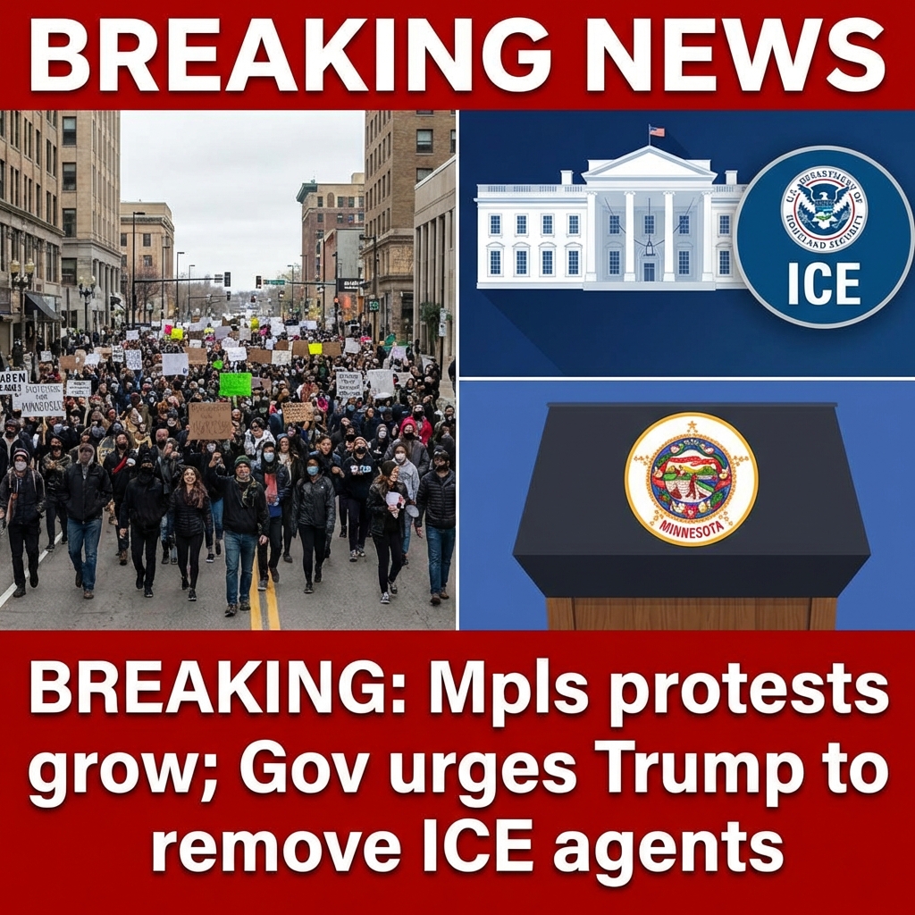 Breaking: Minneapolis protesters march as governor urges Trump to remove ICE agents