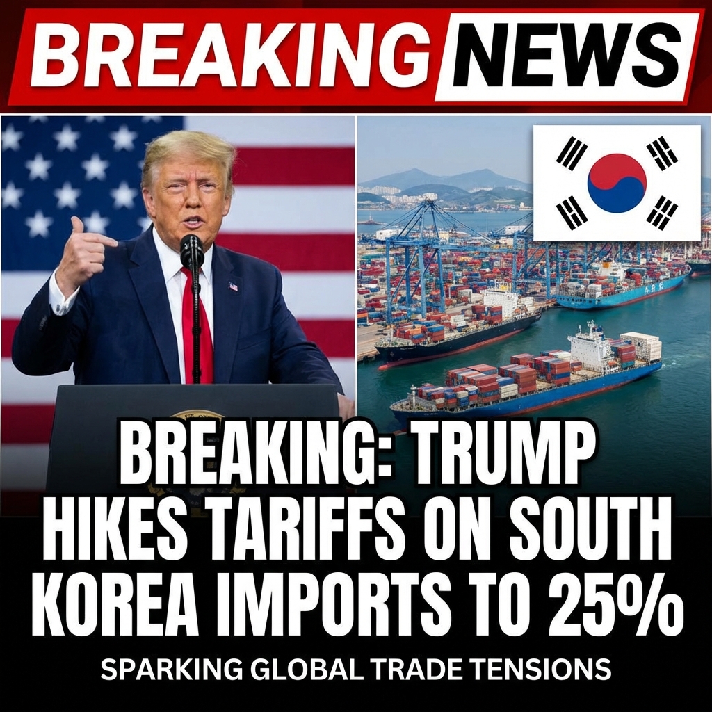 Breaking: Trump hikes US tariffs on South Korea imports to 25%, sparking trade tensions