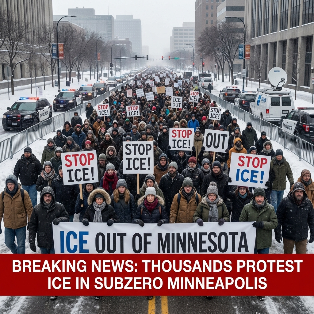<p>On January 23, 2026, thousands of protesters— including many women and liberal activists— took to Minneapolis streets in subzero temperatures to demand an end to ICE operations, carrying “Stop ICE!” and “ICE Out” signs and briefly blocking traffic and access roads. The statewide “ICE Out of Minnesota” economic‑blackout actions included a large downtown march, an airport blockade where about 100 clergy were arrested, and earlier church demonstrations that led to arrests of activists. Organizers demanded accountability for the fatal shooting of Renee Good and called for ICE to leave Minnesota; the rallies reflected mounting local outrage over federal immigration enforcement nationwide.</p>
<p>Sources: (<a href="https://www.kpbs.org/news/national/2026/01/23/minnesotans-turn-out-in-the-frigid-cold-to-protest-trumps-immigration-crackdown?utm_source=openai">kpbs.org</a>)</p>