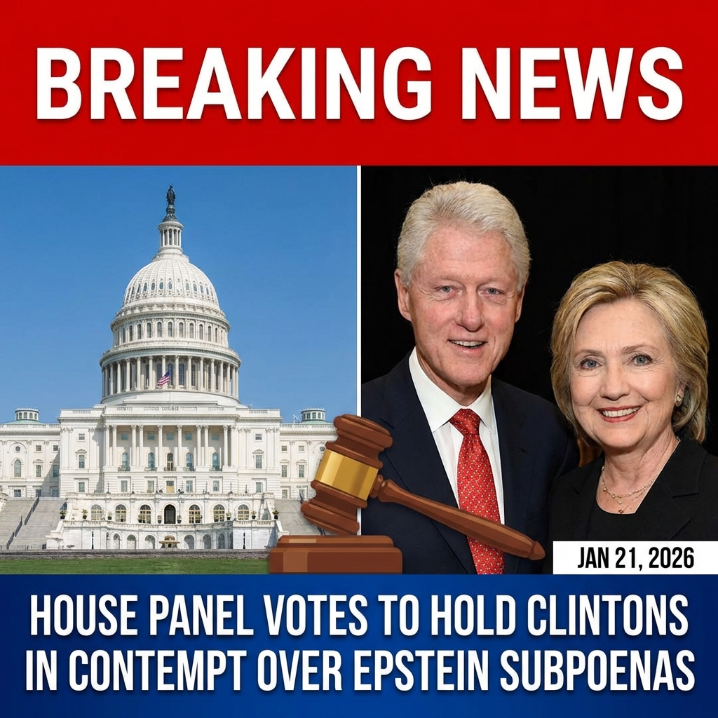 <p>On January 21, 2026, the House Oversight Committee voted to advance resolutions recommending the House find former President Bill Clinton and former Secretary of State Hillary Clinton in contempt for refusing to comply with subpoenas to give depositions in the committee’s Jeffrey Epstein investigation. Chairman James Comer said subpoenas are not optional; the Clintons failed to appear for depositions scheduled January 13 and January 14, 2026. Several Democrats joined Republicans in advancing the measures. The contempt resolutions now go to the full House and could prompt Justice Department prosecution and fines, with the House empowered to enforce the subpoenas immediately. (<a href="https://oversight.house.gov/release/oversight-committee-republicans-and-democrats-hold-bill-and-hillary-clinton-in-contempt-for-defying-lawful-subpoenas/?utm_source=openai">oversight.house.gov</a>)</p>