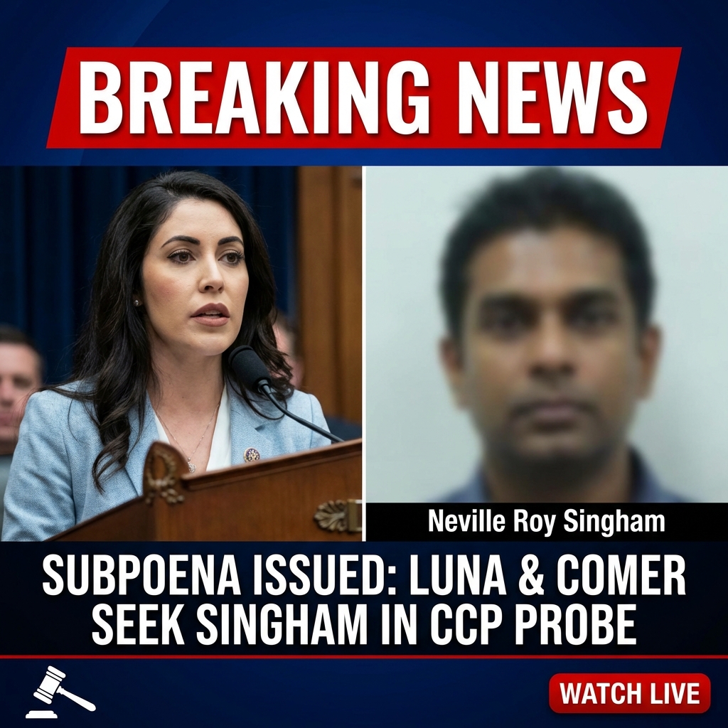 <p>Rep. Anna Paulina Luna filed a motion to subpoena billionaire Neville Roy Singham as part of a House Oversight probe into an alleged dark‑money network tied to the Chinese Communist Party. Luna and Chairman James Comer have accused Singham of funneling millions to far‑left groups blamed for last year’s Los Angeles and anti‑ICE protests, and say he has avoided congressional requests and may be in China. The committee sent a letter asking Treasury to evaluate sanctions and freeze Singham’s assets; Luna said the subpoena passed by voice vote and warned of contempt if he refuses to comply and investigators noted. (<a href="https://www6.twstalker.com/VickersB?utm_source=openai">www6.twstalker.com</a>)</p>
