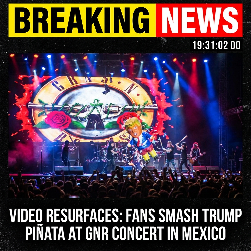 <p>At a Guns N’ Roses concert in Mexico City’s Palacio de los Deportes on November 30, 2016, the band lowered a giant piñata resembling Donald Trump and invited fans onstage to beat it with bats, with frontman Axl Rose urging, “Let’s bring up some people and give them a f***ing stick; express yourselves however you feel.” (<a href="https://time.com/4589198/guns-n-roses-mexico-donald-trump/?utm_source=openai">time.com</a>) Concertgoers smashed the effigy to pieces, tossed fragments and hidden merchandise into the crowd, and video of the stunt has resurfaced online, prompting debate and criticism from fans who say the performance turned into an anti‑Trump spectacle and sparked a fresh wave of reaction. (<a href="https://www.thewrap.com/guns-n-roses-donald-trump-pinata/?utm_source=openai">thewrap.com</a>)</p>