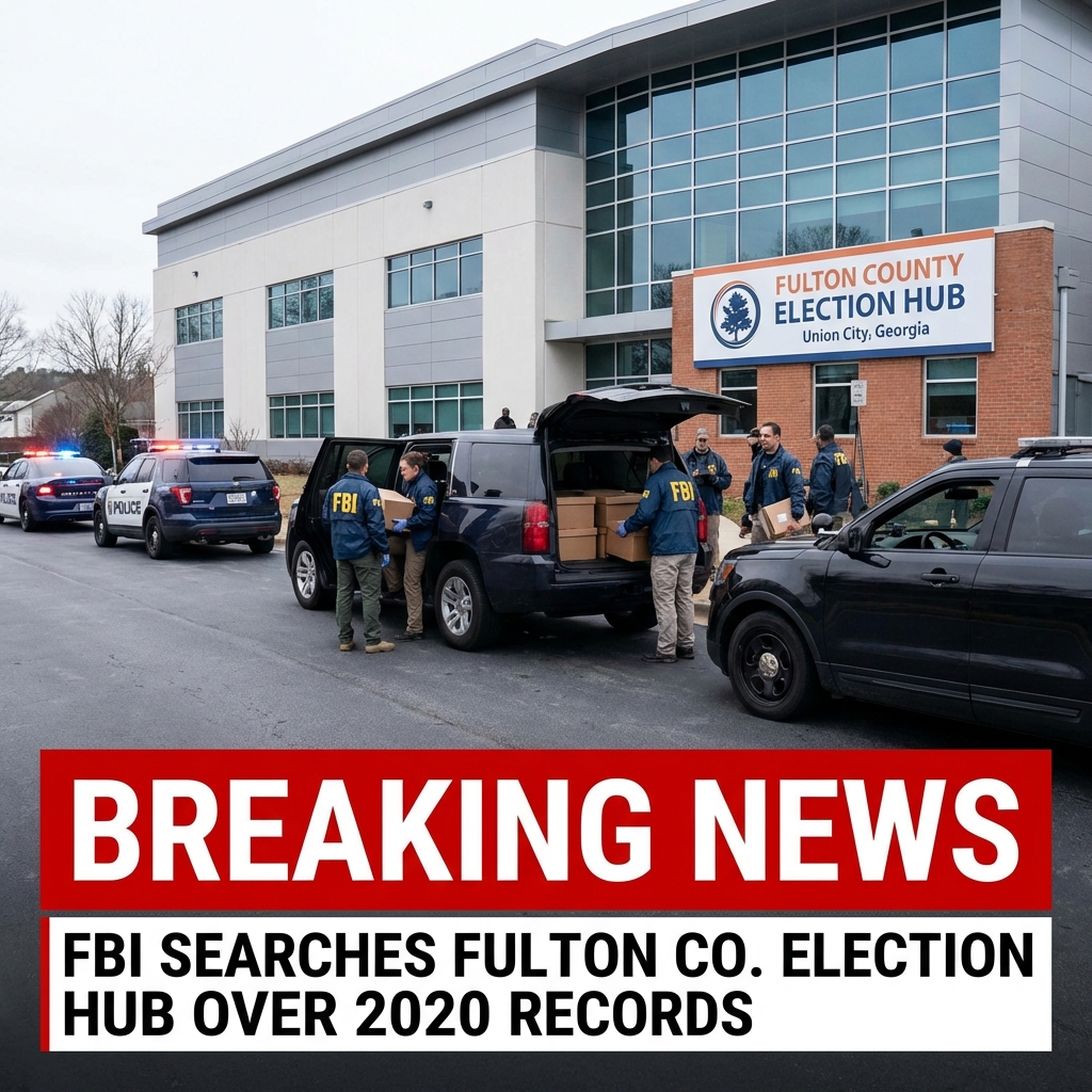 <p>On January 28, 2026, FBI agents executed a court‑authorized search warrant at Fulton County’s Election Hub and Operations Center in Union City, Georgia, seeking records tied to the 2020 presidential election. Agents seized physical 2020 ballots, ballot images, tabulation tapes and voter rolls amid an ongoing federal probe and a recent Justice Department civil‑rights lawsuit demanding those materials. Local officials said they were not forewarned; videos showed agents removing boxes. The action follows years of post‑2020 fraud claims and prior Fulton County investigations. The FBI and DOJ declined detailed comment as the probe remains active. Officials say more details forthcoming. (<a href="https://www.pbs.org/newshour/nation/fbi-agents-execute-search-warrant-at-elections-office-near-atlanta?utm_source=openai">pbs.org</a>)</p>