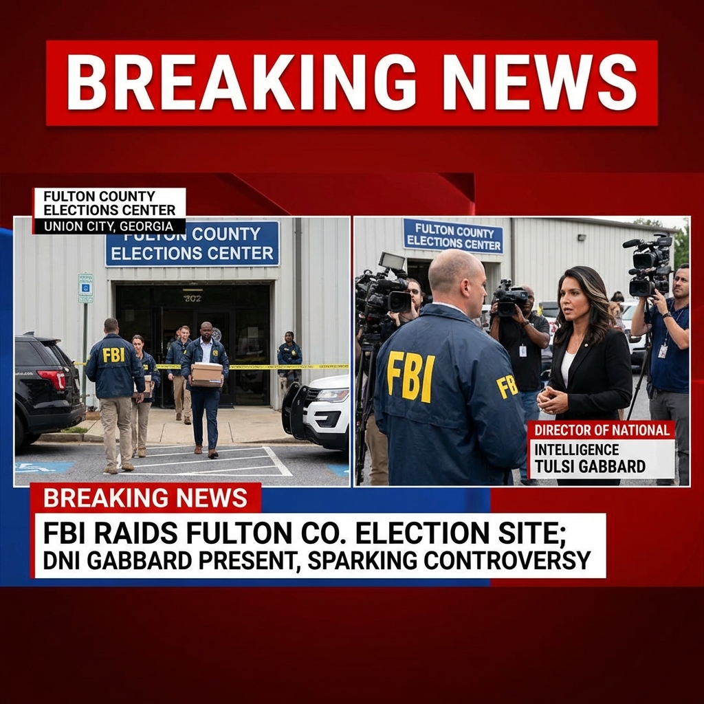<p>On January 28, 2026, FBI agents executed a court‑authorized search at the Fulton County elections center in Union City, Georgia, seizing records tied to the 2020 election, including ballots, tabulator tapes and digital images. (<a href="https://www.theguardian.com/us-news/2026/jan/28/fbi-search-warrant-fulton-county-georgia?utm_source=openai">theguardian.com</a>) Director of National Intelligence Tulsi Gabbard, sworn in February 12, 2025, was photographed outside the site with FBI officials, prompting scrutiny because the DNI does not generally oversee law‑enforcement raids. (<a href="https://www.dni.gov/index.php/newsroom/press-releases/press-releases-2025/4050-pr-01-25?utm_source=openai">dni.gov</a>) County officials, voting‑rights groups and lawmakers warned the action risked undermining chain of custody and politicizing election oversight. (<a href="https://www.theguardian.com/us-news/2026/jan/28/fbi-search-warrant-fulton-county-georgia?utm_source=openai">theguardian.com</a>) Supporters countered agents acted under a court order; the Justice Department has not detailed allegations as probe continues. (<a href="https://www.washingtonpost.com/national-security/2026/01/28/fbi-fulton-2020-election-fraud/?utm_source=openai">washingtonpost.com</a>)</p>
