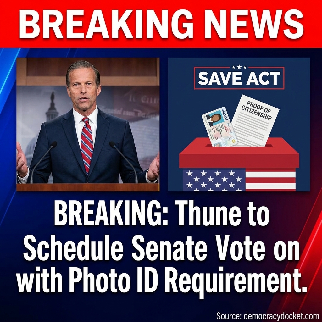 <p>Senate Majority Leader John Thune announced that an updated Safeguard American Voter Eligibility (SAVE) Act will be brought to the Senate floor and amended to require photo identification as well as documentary proof of U.S. citizenship to vote in federal elections. Thune said the bill, which the House passed in April 2025, is being “fixed” to add a photo‑ID requirement and that he will schedule a vote. Advocates warn the measure could complicate mail‑in voting and voter registration; critics say it would disenfranchise many voters. Passage is uncertain because Senate Democrats can block the bill under the 60‑vote filibuster and Republicans. (<a href="https://www.democracydocket.com/news-alerts/gop-senate-leader-save-act-vote-coming-im-for-it/?utm_source=openai">democracydocket.com</a>)</p>