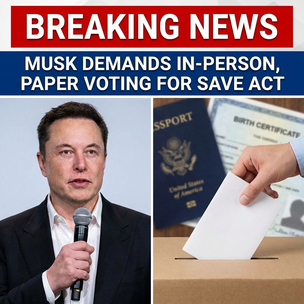 <p>Elon Musk publicly demanded that the Safeguard American Voter Eligibility (SAVE) Act require in‑person, paper voting and proof of citizenship at registration, arguing this will prevent fraud. (<a href="https://www.forbes.com/sites/alisondurkee/2026/01/07/trump-and-elon-musk-push-voter-id-laws-as-latest-attempt-to-boost-gop-in-midterms//?utm_source=openai">forbes.com</a>) Supporters in Republican leadership, including Speaker Mike Johnson and Majority Leader Steve Scalise, have pushed the measure as an election‑integrity priority. (<a href="https://vinnews.com/2026/01/19/johnson-scalise-push-save-act-to-require-in-person-proof-of-citizenship-for-voter-registration/?utm_source=openai">vinnews.com</a>) The SAVE Act would force citizens to present documentary proof—like passports or birth certificates—in person and could end online and mail‑based registration. (<a href="https://vinnews.com/2026/01/19/johnson-scalise-push-save-act-to-require-in-person-proof-of-citizenship-for-voter-registration/?utm_source=openai">vinnews.com</a>) Critics and voting‑rights groups warn the law would disenfranchise millions, including young, low‑income, rural, and name‑changed voters. (<a href="https://www.americanprogress.org/article/the-save-act-would-disenfranchise-millions-of-citizens/?utm_source=openai">americanprogress.org</a>) Proponents say it protects ballot integrity, and opponents predict legal challenges nationwide. (<a href="https://www.theguardian.com/us-news/article/2024/jul/10/us-house-save-act-citizenship-proof-voting?utm_source=openai">theguardian.com</a>)</p>