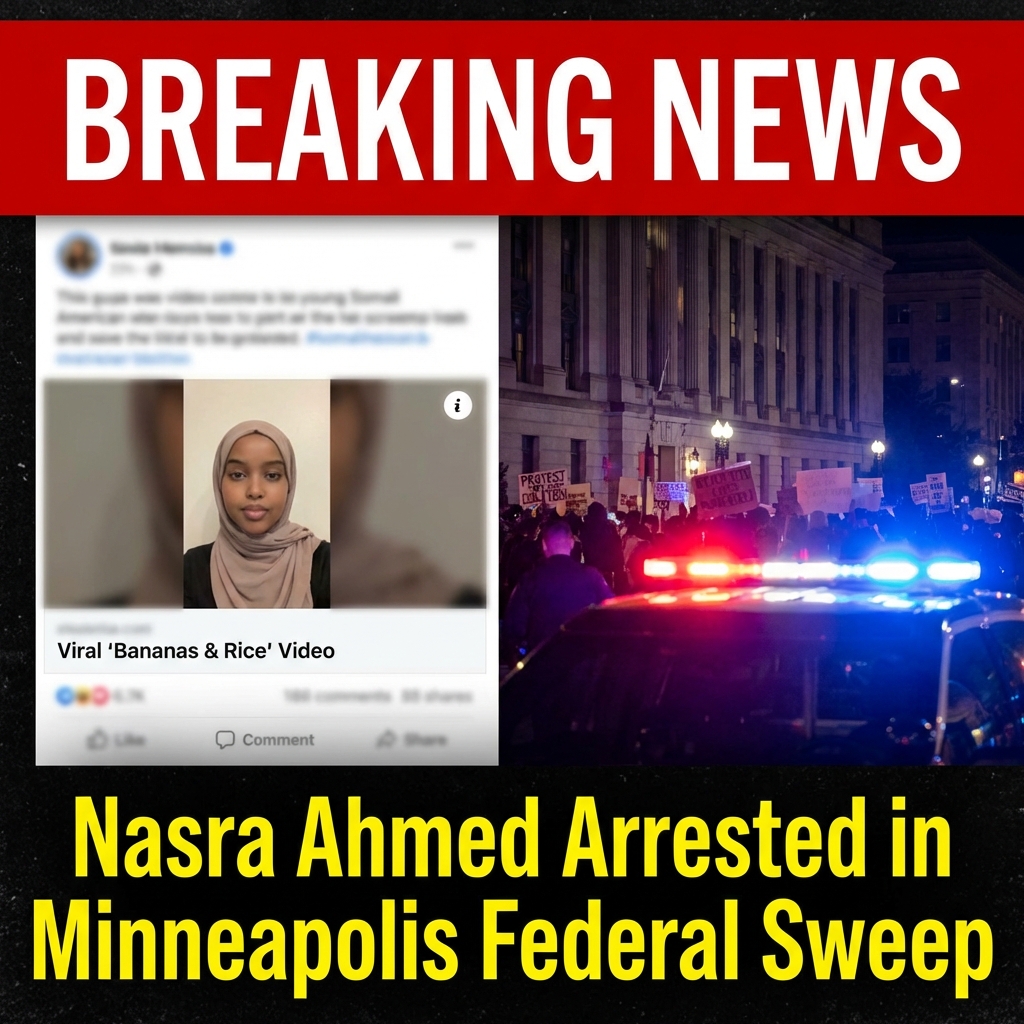 <p>Nasra Ahmed, 23, the Somali American woman who went viral for likening her identity to “bananas and rice,” was arrested in Minneapolis Wednesday as part of a federal sweep that took 16 people into custody, Attorney General Pam Bondi said. Authorities say the group is charged with assaulting, resisting, or impeding federal officers under 18 U.S.C. §111 in connection with anti‑ICE protests that intensified after recent deadly federal enforcement incidents, including the Jan. 24 shooting of Alex Pretti and an earlier ICE‑involved killing. Bondi posted names and photos on X and warned more arrests may follow earlier this week. (<a href="https://www.foxnews.com/us/viral-bananas-rice-somali-woman-arrested-allegedly-participating-minneapolis-riot/?utm_source=openai">foxnews.com</a>)</p>