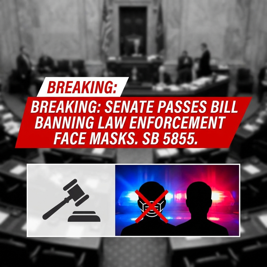 Breaking: The Senate passed SB 5855, sponsored by @SenValdez46th, a bill that would bar law enforcement from wearing face coverings. Supporters say federal agents roaming with masks have unsettled residents. The sponsor and proponents urge rapid action so the measure can move to the executive’s desk for signature — “This bill must move quickly to my desk so I can sign it into…” — underscoring urgency to finalize the restriction. Critics warn banning masks could endanger officer safety and impede undercover work. Debate now shifts to final legislative steps and whether the executive will sign or veto the bill. soon.