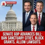 <p>Senate Republicans are advancing bills to ban sanctuary jurisdictions by denying federal grants, requiring local cooperation with federal immigration authorities, and enabling civil lawsuits against jurisdictions that ignore detainer requests. Sponsors include Sens. Ted Cruz and Jim Banks and a GOP group led by Sen. Ted Budd; companion House measures have been introduced. Proposed measures would strip specific grants (including Community Development Block Grants), mandate information sharing and detention cooperation, and create private causes of action for victims of crimes by undocumented immigrants. Bills were introduced in 2025 and are under Judiciary and appropriations review as Republicans seek floor votes. (<a href="https://www.congress.gov/bill/119th-congress/senate-bill/685/text?utm_source=openai">congress.gov</a>)</p>