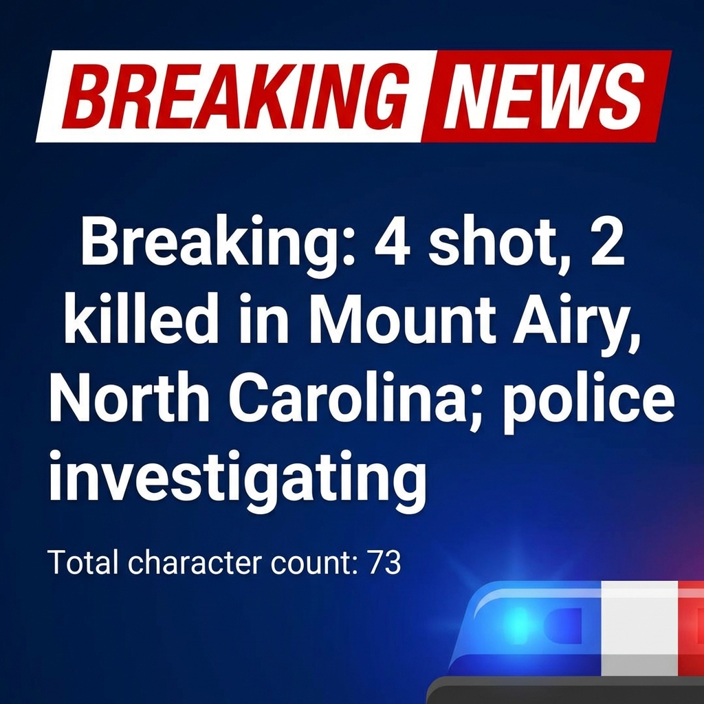 Breaking: 4 shot, 2 killed in Mount Airy, North Carolina; police investigating