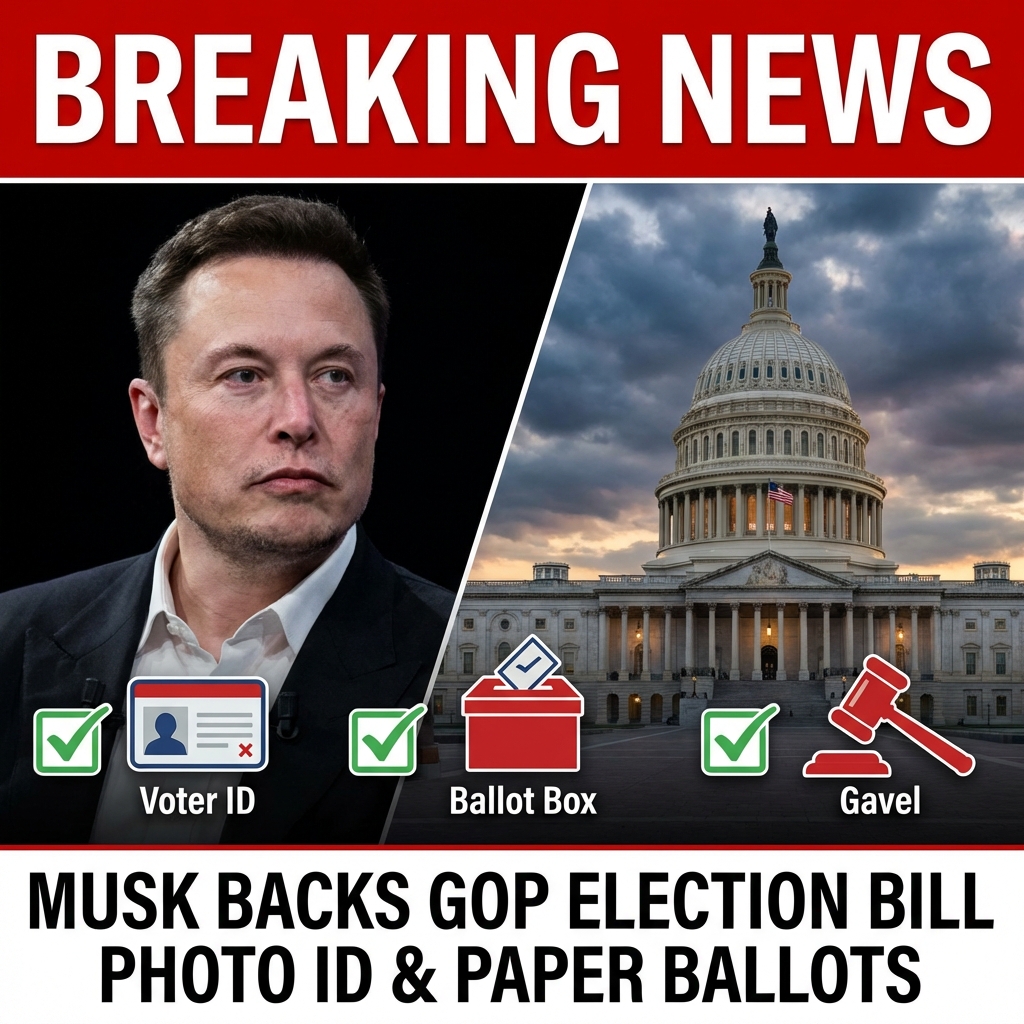 <p>Elon Musk voiced strong support as House Republicans unveiled the “Make Elections Great Again Act,” a sweeping federal election bill introduced by Rep. Bryan Steil. (<a href="https://www.forbes.com/sites/alisondurkee/2026/01/07/trump-and-elon-musk-push-voter-id-laws-as-latest-attempt-to-boost-gop-in-midterms//?utm_source=openai">forbes.com</a>) The proposal would require photo ID to vote, mandate that mail‑in ballots be received by the close of polls on Election Day, require proof of citizenship to register, and force auditable paper ballots for federal contests. (<a href="https://www.washingtonpost.com/politics/2026/01/29/midterms-voting-laws-photo-id-citizenship-republicans/ecc2e8c4-fd2b-11f0-954b-b80c7ed67fc7_story.html/?utm_source=openai">washingtonpost.com</a>) It would ban ballot‑harvesting and prohibit universal vote‑by‑mail programs, tighten routine voter‑roll maintenance, and condition federal election funds on compliance. (<a href="https://www.foxnews.com/politics/house-republicans-push-election-overhaul-voter-id-mail-in-ballot-changes-ahead-midterms?utm_source=openai">foxnews.com</a>) Democrats and voting‑rights groups warn the changes could disenfranchise millions and face legal and political challenges ahead of 2026. (<a href="https://apnews.com/article/feecb51a6efa41cf32d18fe4b15c08ce?utm_source=openai">apnews.com</a>)</p>