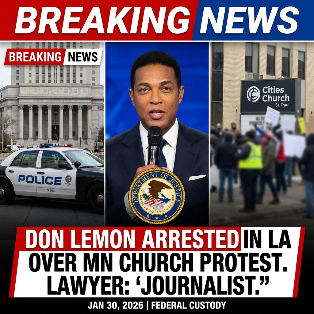 <p>Former CNN anchor Don Lemon was arrested and taken into federal custody in Los Angeles on January 30, 2026, after a grand jury returned an indictment tied to a January 18 protest that disrupted a service at Cities Church in St. Paul, Minnesota. (<a href="https://www.washingtonpost.com/national-security/2026/01/30/don-lemon-arrest-minneapolis-church-protest/?utm_source=openai">washingtonpost.com</a>) His lawyer Abbe Lowell says Lemon was acting as a journalist and was in Los Angeles covering the Grammys. (<a href="https://www.theguardian.com/us-news/2026/jan/30/don-lemon-minnesota-protest-charges?utm_source=openai">theguardian.com</a>) A magistrate judge had earlier declined to approve charges, but federal prosecutors persisted. (<a href="https://www.13abc.com/2026/01/22/journalist-don-lemon-will-not-be-charged-after-minnesota-church-protest-source-says/?utm_source=openai">13abc.com</a>) Authorities say the case alleges interference with worshippers’ civil rights; Lemon could appear in court as soon as Jan. 30, 2026. (<a href="https://www.latimes.com/california/story/2026-01-30/don-lemon-arrest-los-angeles?utm_source=openai">latimes.com</a>) Lemon denies any wrongdoing. (<a href="https://apnews.com/article/d3091fe3d1e37100a7c46573667eb85c?utm_source=openai">apnews.com</a>)</p>