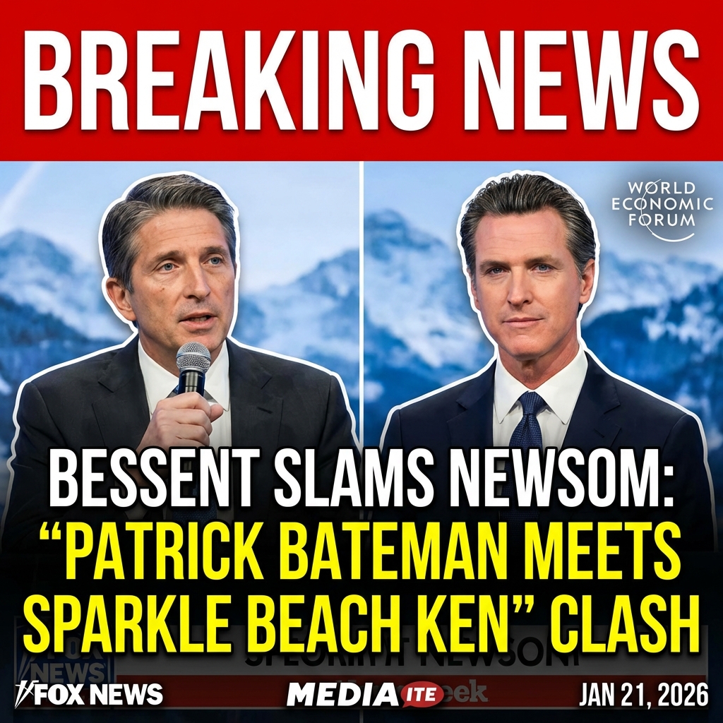 <p>Treasury Secretary Scott Bessent slammed California Governor Gavin Newsom at the World Economic Forum in Davos on January 21, 2026, calling him “Patrick Bateman meets Sparkle Beach Ken.” (<a href="https://www.mediaite.com/politics/scott-bessent-slams-gavin-newsom-for-being-a-cross-between-american-psycho-and-a-ken-doll/">mediaite.com</a>) He labeled Newsom “economically illiterate,” blamed California’s outward migration, budget shortfalls and homelessness, and quipped the governor had a “brain the size of a walnut.” (<a href="https://www.foxnews.com/politics/bessent-mocks-newsom-davos-patrick-bateman-meets-sparkle-beach-ken">foxnews.com</a>) Bessent warned Newsom’s suggestion to withhold federal tax payments would amount to criminal tax evasion and cautioned payroll officials about personal liability. (<a href="https://www.newsweek.com/scott-bessent-accuses-gavin-newsom-threatening-tax-evasion-2082557">newsweek.com</a>) The clash, sparked by Newsom’s earlier online jabs and a kneepad stunt in Davos, escalates tensions between the governor and the Treasury and national politics. (<a href="https://www.mediaite.com/politics/scott-bessent-slams-gavin-newsom-for-being-a-cross-between-american-psycho-and-a-ken-doll/">mediaite.com</a>)</p>
