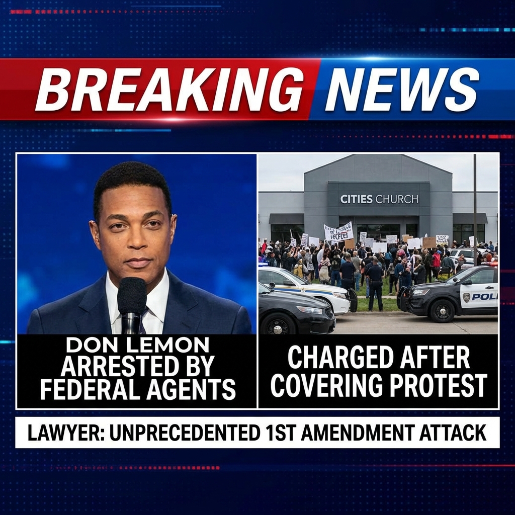 <p>Former CNN host turned independent journalist Don Lemon was arrested on Jan. 29, 2026, by federal agents after covering a Jan. 18 protest that disrupted a service at Cities Church in St. Paul, Minnesota, targeting a pastor who worked for ICE. Federal prosecutors charged Lemon with civil‑rights offenses, including conspiracy and violations of the FACE Act; three others — Georgia Fort, Trahern Jeen Crews and Jamael Lydell Lundy — were also arrested. Lemon says he was reporting; his attorney Abbe Lowell called the arrests an unprecedented First Amendment attack. The Justice Department and Attorney General Pam Bondi confirmed the actions. (<a href="https://www.washingtonpost.com/politics/2026/01/30/don-lemon-arrest-minnesota-church-service/fb0bbd94-fdde-11f0-954b-b80c7ed67fc7_story.html?utm_source=openai">washingtonpost.com</a>)</p>