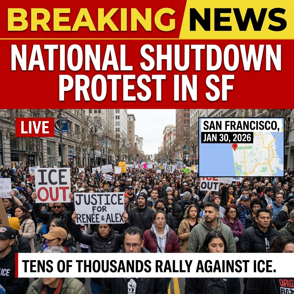 <p>On January 30, 2026, tens of thousands poured into San Francisco’s streets for a coordinated “National Shutdown” protest against Immigration and Customs Enforcement (ICE), spurred by the fatal shootings of Renée Good and Alex Pretti in Minneapolis and demands for investigations and accountability. (<a href="https://nationalshutdown.org/?utm_source=openai">nationalshutdown.org</a>) Organizers and student groups rallied at Dolores Park and Fruitvale before marching downtown, carrying “ICE OUT” signs and calling to defund or abolish the agency. (<a href="https://www.indybay.org/?utm_source=openai">indybay.org</a>) The action was part of nationwide demonstrations that weekend; organizers called it a movement rather than a moment, and social media amplified photos and turnout claims while official crowd estimates varied, organizers said. (<a href="https://www.theguardian.com/us-news/2026/jan/11/trump-news-at-a-glance-death-of-renee-good-at-hands-of-ice-sparks-nationwide-protests?utm_source=openai">theguardian.com</a>)</p>