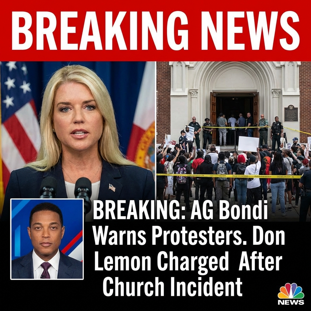 <p>Attorney General Pam Bondi warned anti-ICE protesters they will be pursued after a January 18 church disruption in St. Paul, saying anyone who disrupts a house of worship will be found, indicted and prosecuted. (<a href="https://www.yahoo.com/news/articles/coming-pam-bondi-threatens-anyone-181234575.html?utm_source=openai">yahoo.com</a>) The Justice Department has pressed charges tied to the incident that led to the indictment and arrest of former CNN host Don Lemon and several others. (<a href="https://apnews.com/article/8f09050ecabb2239b837d3f08c272f0d?utm_source=openai">apnews.com</a>) Bondi met the pastor, called the disturbance horrific, and vowed federal action to protect worshippers. (<a href="https://www.foxnews.com/politics/bondi-vows-accountability-after-church-attack-says-minnesota-a-mess-right-now.print?utm_source=openai">foxnews.com</a>) Civil‑liberties and press‑freedom advocates warn the prosecutions could chill protest and journalism, and Democrats harshly condemned the moves as overreach. Bondi said more details would be released. (<a href="https://apnews.com/article/8f09050ecabb2239b837d3f08c272f0d?utm_source=openai">apnews.com</a>)</p>