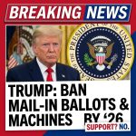 <p>President Trump announced he will sign an executive order to eliminate mail in ballots and voting machines before the 2026 midterm elections, saying those methods are corrupt and prone to fraud. The White House says lawyers are drafting the order to “bring honesty” to 2026 voting, and Trump repeated criticisms of mail voting and machines. Constitutional scholars and election lawyers say a unilateral federal ban would face immediate legal challenges because states administer federal elections. Voting rights groups warn the move could suppress turnout and prompt lengthy court fights; Congress would likely need to change law to implement nationwide bans. (<a href="https://www.cbsnews.com/news/trump-ban-mail-in-voting-before-2026-midterm-elections/?utm_source=openai">cbsnews.com</a>)</p>
<p>Do you support this? No.</p>