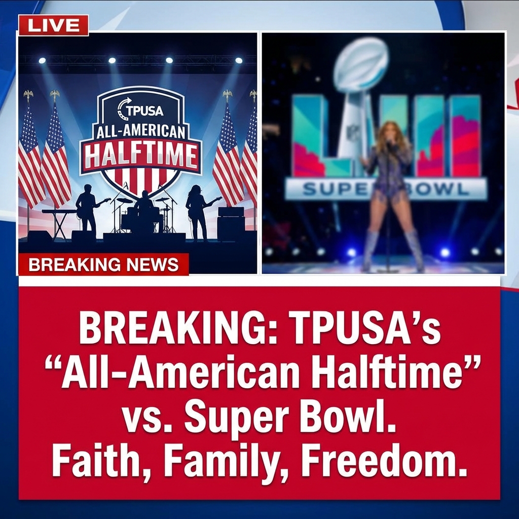 <p>Turning Point USA announced an “All‑American Halftime Show” to air opposite the Super Bowl halftime on February 8, 2026, billed as a celebration of “faith, family and freedom.” Social posts circulated a flyer naming Kid Rock, Brantley Gilbert, Lee Brice and Gabby Barrett as performers, but news outlets and fact‑checkers report no official lineup has been confirmed and say many viral flyers are unverified or fake. TPUSA’s announcement frames the event as counterprogramming to Bad Bunny’s NFL halftime selection; organizers have said more details—including performers, venue and broadcast partners—will be released later. Organizers urged viewers to tune in and share. (<a href="https://www.yahoo.com/entertainment/music/articles/turning-point-usa-announces-american-225010082.html?utm_source=openai">yahoo.com</a>)</p>