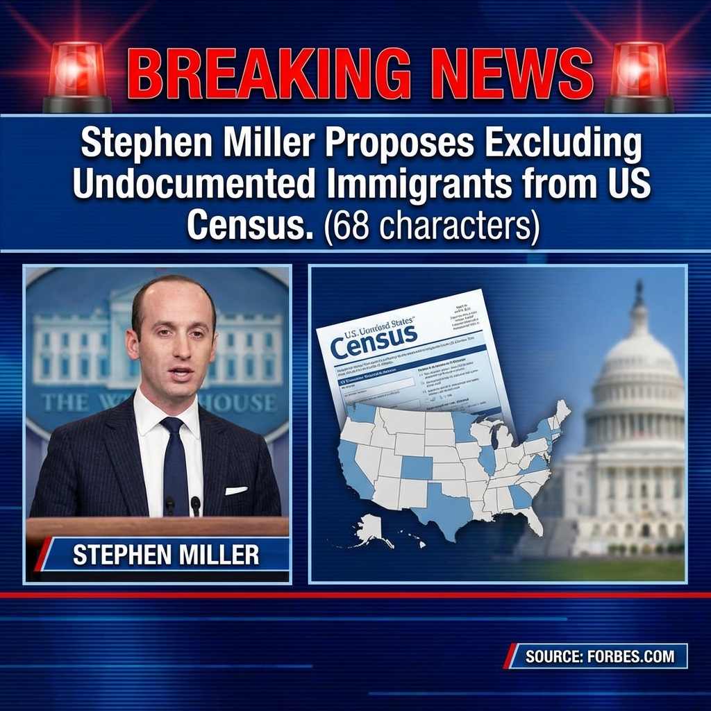 <p>Breaking: Stephen Miller, a senior Trump adviser, is pushing to exclude undocumented immigrants from the U.S. census, a change that could strip House seats from Democratic leaning states such as California and New York. The proposal follows President Trump’s push for a citizenship-only count and seeks to reinterpret the long standing practice of counting all residents under the Fourteenth Amendment. Supporters argue it preserves representation for citizens; opponents call it a partisan power grab that would reduce federal funding for communities and prompt lawsuits. Demographers say excluding noncitizens would likely shift few seats, but politically consequential states could lose clout. (<a href="https://www.forbes.com/sites/maryroeloffs/2025/08/07/trump-says-census-will-no-longer-count-undocumented-immigrants/?utm_source=openai">forbes.com</a>)</p>