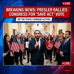<p>Scott Presler is touring the halls of Congress urging senators to pass the Safeguard American Voter Eligibility (SAVE) Act, rallying supporters with “We The People” demands to “GET IT DONE.” (<a href="https://www.thegatewaypundit.com/2026/01/scott-presler-warns-gop-senators-pass-save-act/?utm_source=openai">thegatewaypundit.com</a>) Presler and allied conservatives have pushed for documentary proof‑of‑citizenship requirements after the House passed the bill last spring, but it remains stalled in the Senate amid committee delays. (<a href="https://rsc-pfluger.house.gov/media/press-releases/house-republicans-demand-senate-act-save-act-after-nearly-300-days-stalling?utm_source=openai">rsc-pfluger.house.gov</a>) Senate leaders say a revised SAVE Act could be brought to the floor, while critics argue the measure would create new barriers to voting. (<a href="https://statevoicesfl.org/news/?utm_source=openai">statevoicesfl.org</a>) Activists are mobilizing constituents to call senators as pressure mounts for a Senate vote, and public demonstrations planned. (<a href="https://www.thegatewaypundit.com/2026/01/scott-presler-warns-gop-senators-pass-save-act/?utm_source=openai">thegatewaypundit.com</a>)</p>