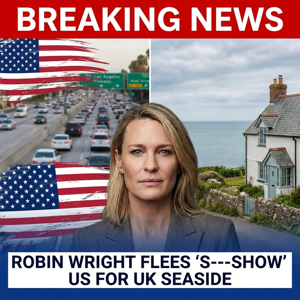 <p>Actress Robin Wright announced she has left the United States and settled in England, calling America “a s—show” in a candid interview with The Sunday Times. (<a href="https://people.com/robin-wright-says-leaving-us-for-england-has-been-liberating-11801190?utm_source=openai">people.com</a>) She said she finds the English seaside calmer and praised a “freedom of self,” saying people are kinder and less caught up in rush, traffic and competition. (<a href="https://parade.com/news/robin-wright-no-regrets-leaving-america-england?utm_source=openai">parade.com</a>) Wright, 59, said she and her boyfriend, British architect Henry Smith, are renting a coastal home with their dogs and plan to spend more time there; she still owns a Los Angeles house. (<a href="https://people.com/robin-wright-praises-boyfriend-henry-smith-but-wont-marry-again-11801669?utm_source=openai">people.com</a>) Her remarks, in The Sunday Times interview, provoked widespread debate on social media recently. (<a href="https://www.yahoo.com/entertainment/celebrity/articles/robin-wright-says-fleeing-us-103037442.html?utm_source=openai">yahoo.com</a>)</p>