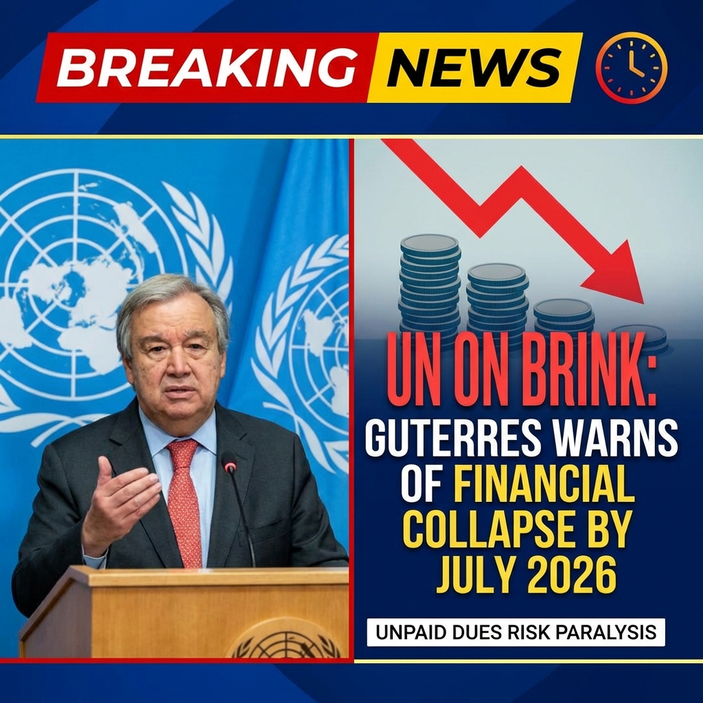 <p>UN Secretary-General António Guterres warned the organization could be on the brink of financial collapse unless major contributors, especially the United States, resume full payments, citing roughly $2.2 billion owed to the U.N.’s regular (core) budget. He said record unpaid dues (about $1.57 billion at end of 2025) and near-exhausted liquidity risk preventing execution of the $3.45 billion 2026 budget and could force the U.N. to run out of cash by July 2026. Guterres urged member states to honor obligations or reform antiquated rules that require returning unspent funds, and warned immediate action is needed to avoid paralysis and disruption. (<a href="https://apnews.com/article/77a204381b059685a490f80f73a0ec97?utm_source=openai">apnews.com</a>)</p>
