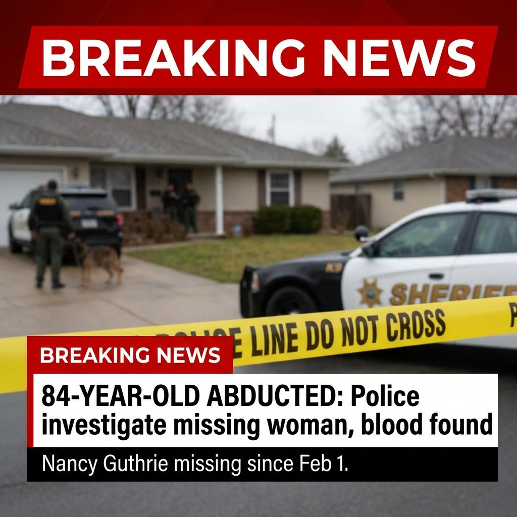 <p>Police are investigating the apparent abduction of Nancy Guthrie, 84, reported missing after family discovered her home disturbed when she missed church on February 1, 2026. (<a href="https://www.foxnews.com/us/authorities-aware-reports-possible-ransom-note-nancy-guthrie-disappearance?utm_source=openai">foxnews.com</a>) Pima County Sheriff’s deputies have treated the property as a crime scene and deployed drones and K9 teams during searches. (<a href="https://www.yahoo.com/news/articles/video-shows-trail-blood-missing-161412728.html?utm_source=openai">yahoo.com</a>) Investigators reported dried droplets of blood leading from the front entry out to the driveway and noted a missing doorbell camera. (<a href="https://www.independent.co.uk/news/world/americas/crime/nancy-guthrie-missing-blood-trail-new-video-b2913873.html?utm_source=openai">independent.co.uk</a>) Police say Nancy’s phone, car, purse and medications were left behind, and her pacemaker last synced with her Apple device around 2 a.m., suggesting she was taken that night. (<a href="https://parade.com/news/savannah-guthrie-mother-nancy-update-pacemaker-stopped-syncing-apple-watch-abduction?utm_source=openai">parade.com</a>) No suspects identified yet. (<a href="https://www.foxnews.com/us/authorities-aware-reports-possible-ransom-note-nancy-guthrie-disappearance?utm_source=openai">foxnews.com</a>)</p>