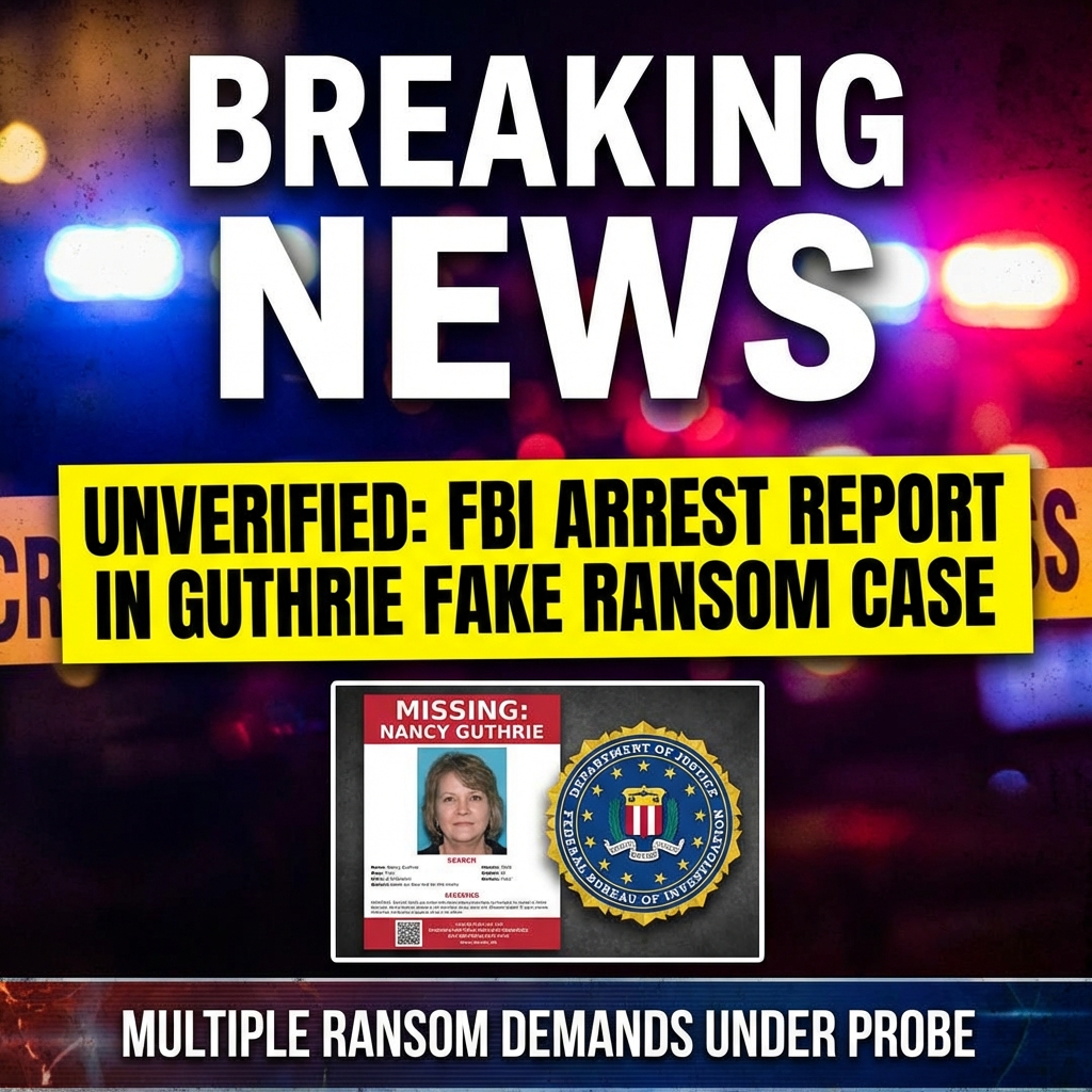 <p>Unverified reports say the FBI arrested an individual who allegedly sent a fake ransom demand to the Guthrie family about their missing mother, Nancy. Authorities have received multiple ransom demands, and investigators are still determining which, if any, are genuine. Pima County Sheriff’s Office and the FBI are coordinating the probe, treating the disappearance as an abduction and examining ransom communications and forensic evidence. Officials warned opportunistic actors have targeted the family, and investigators are pursuing leads on those exploiting the case. The family continues to seek proof of life and urges anyone with information to contact investigators right away. (<a href="https://www.azfamily.com/2026/02/03/authorities-aware-ransom-note-reports-nancy-guthries-disappearance//?utm_source=openai">azfamily.com</a>)</p>
<p>Note: As of Feb 5, 2026, reports of an FBI arrest sending a fake ransom demand remain unverified in major outlets; coverage confirms FBI involvement and multiple ransom notes. (<a href="https://www.washingtonpost.com/style/2026/02/05/savannah-guthrie-missing-mom-nancy-video/?utm_source=openai">washingtonpost.com</a>)</p>