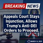<p>An appeals court on March 14, 2025 stayed a Maryland district judge’s nationwide injunction that had blocked key provisions of President Trump’s executive orders targeting diversity, equity, and inclusion (DEI), allowing agencies to resume enforcement while the appeal proceeds. (<a href="https://www.ballardspahr.com/insights/alerts-and-articles/2025/03/fourth-circuit-lifts-nationwide-injunction-against-executive-orders-targeting-dei-programs?utm_source=openai">ballardspahr.com</a>) The orders—Executive Orders 14151 and 14173—had been enjoined by U.S. District Judge Adam Abelson on February 21. (<a href="https://www.huschblackwell.com/newsandinsights/fourth-circuit-stays-preliminary-injunction-that-blocked-key-portions-of-anti-dei-executive-orders?utm_source=openai">huschblackwell.com</a>) The reinstated provisions permit agencies to end “equity‑related” grants and contracts, require contractors and grantees to certify compliance with federal anti‑discrimination law, and could enable enforcement actions tied to false certifications. (<a href="https://www.mcguirewoods.com/client-resources/alerts/2025/3/fourth-circuit-allows-anti-dei-executive-order-provisions-involving-federal-contractors-and-grantees-to-proceed/?utm_source=openai">mcguirewoods.com</a>) Legal challenges continue and the appeals court ordered expedited briefing pending further decision. (<a href="https://www.mcguirewoods.com/client-resources/alerts/2025/3/fourth-circuit-allows-anti-dei-executive-order-provisions-involving-federal-contractors-and-grantees-to-proceed/?utm_source=openai">mcguirewoods.com</a>)</p>