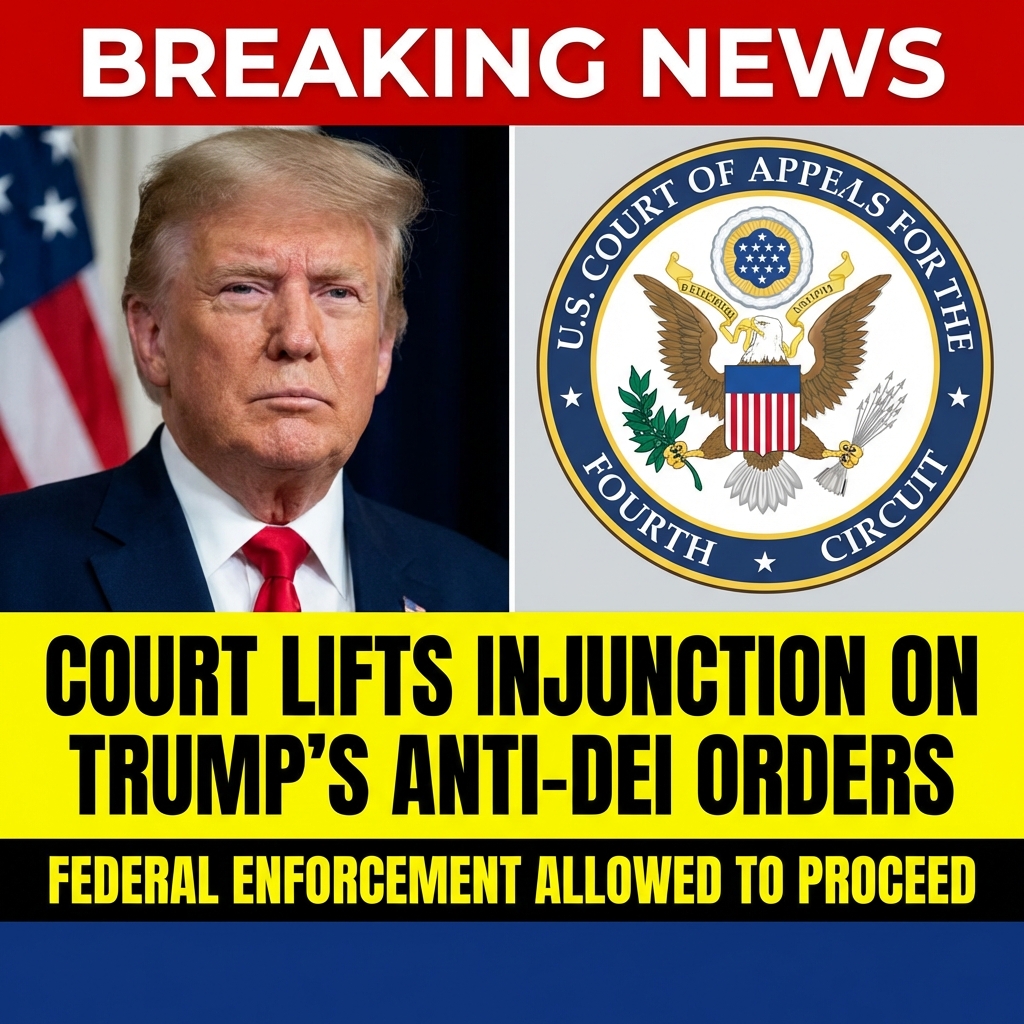 <p>On March 14, 2025, a three-judge panel of the U.S. Court of Appeals for the Fourth Circuit stayed a Maryland district court’s nationwide preliminary injunction and allowed enforcement of President Trump’s Executive Orders 14151 and 14173, which direct federal agencies and contractors to end or restrict diversity, equity, and inclusion (DEI) programs. The orders, issued January 20, 2025, had been enjoined on First and Fifth Amendment and vagueness grounds; the appeals panel said the orders are not facially unconstitutional and permitted enforcement while legal challenges from Baltimore and civil‑rights groups proceed, cautioning that overbroad agency actions could raise constitutional concerns. (<a href="https://apnews.com/article/e7de20bbd41a6d5225c3c005efd0bec5?utm_source=openai">apnews.com</a>)</p>
