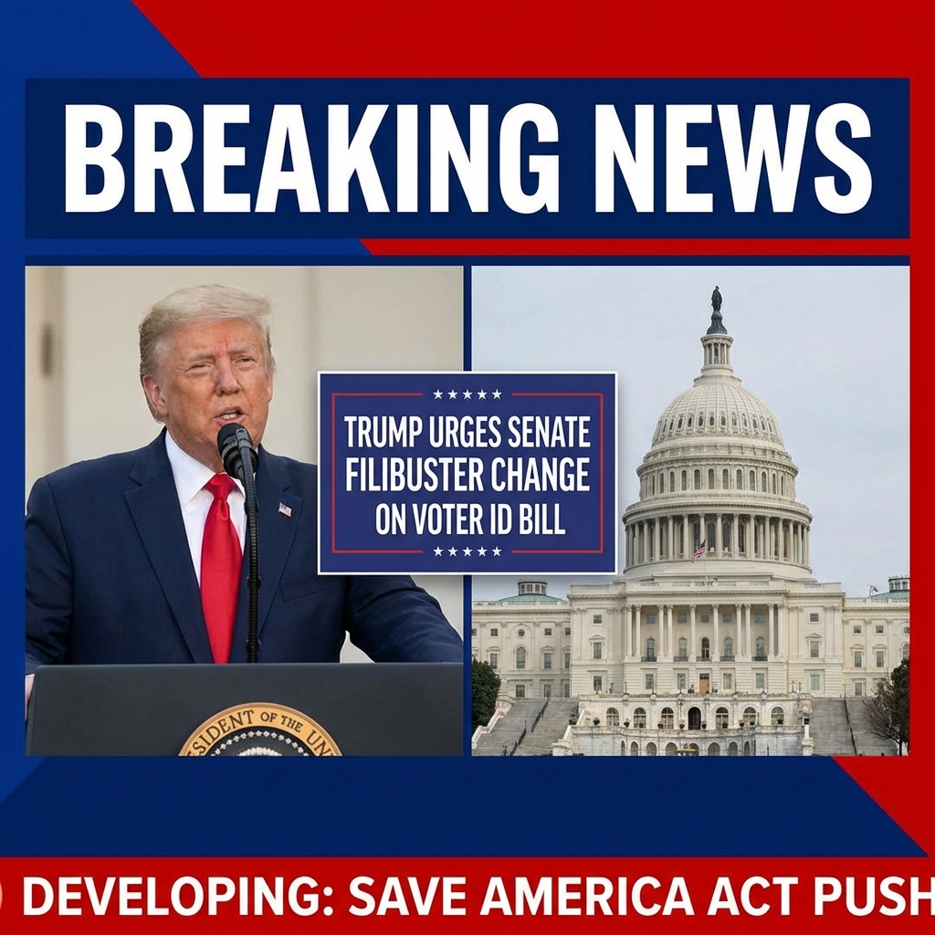 <p>President Trump has urged Senate Republicans to push the SAVE America Act — a revised voter‑ID and proof‑of‑citizenship bill — and pressured Majority Leader John Thune to consider changing Senate procedure to overcome Democratic opposition. Rep. Anna Paulina Luna said Trump told allies he wants the measure passed and supporters have called to “nuke” the filibuster or use a standing/talking filibuster to force a vote. Sponsors include Rep. Chip Roy and Sen. Mike Lee; Democrats, led by Chuck Schumer, call the measure discriminatory and vow to block it. Thune says no final decision on altering filibuster rules has been made, as reported. (<a href="https://www.newsmax.com/newsfront/john-thune-senate-filibuster/2026/02/03/id/1244682/?utm_source=openai">newsmax.com</a>)</p>