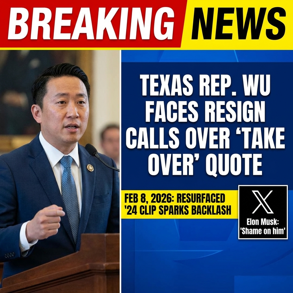 <p>Texas state Rep. Gene Wu (D) is facing calls to resign after a 2024 interview resurfaced in which he said, “Non-whites share the same oppressor and we are the majority now. We can take over this country.” The remark, from an interview with Jose Antonio Vargas, was replayed online Feb. 8, 2026 and prompted social-media backlash and conservative criticism — including an X post from Elon Musk saying “Shame on him.” Supporters say Wu was urging coalition-building among minority communities; opponents say the language is divisive and anti-white. Wu represents Texas House District 137. (<a href="https://www.realclearpolitics.com/video/2026/02/08/rep_gene_wu_latinos_african-americans_asians_are_the_majority_now_we_can_take_over_this_country.html?utm_source=openai">realclearpolitics.com</a>)</p>