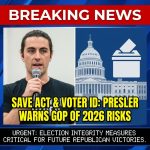 <p>Scott Presler warned House Republicans that they must pass election‑integrity measures and the SAVE America Act or risk losing in 2026. On a Washington state tour he pushed grassroots drives and ballot initiatives requiring voter ID and proof of citizenship, arguing Congress will not act unless the filibuster is removed. Presler urged GOP leaders to prioritize securing elections rather than only delivering tax cuts, and he warned complacency would cost seats. Conservative activists and some senators are pressing the Senate to consider the SAVE legislation, which the House approved in 2025, framing it as essential to defend future Republican victories. (<a href="https://lynnwoodtimes.com/2025/11/17/voter-id-initiative/">lynnwoodtimes.com</a>)</p>