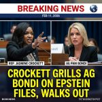 <p>On February 11, 2026, during a House Judiciary Committee hearing with Attorney General Pam Bondi, Rep. Jasmine Crockett accused the DOJ of mishandling FBI files on Jeffrey Epstein and challenged Bondi over redactions and protections for figures. (<a href="https://www.washingtonpost.com/politics/2026/02/11/president-donald-trump/4d9d9eb8-074b-11f1-b196-5e1986b3575c_story.html?utm_source=openai">washingtonpost.com</a>) Crockett said, “I’m not saying the president is a pedophile, but there is a lot of evidence in these files that suggests that he is very close friends with a lot of men who are pedophiles,” and cited thousands of references to the president in the released records. (<a href="https://thegrio.com/2026/02/11/jasmine-crockett-ag-pam-bondi-hearing-trump-pedophiles/?utm_source=openai">thegrio.com</a>) She called the administration complicit, walked out of the hearing, and Democrats pressed Bondi for answers. (<a href="https://www.cbsnews.com/live-updates/pam-bondi-hearing-epstein-files-justice-department-congress/?utm_source=openai">cbsnews.com</a>)</p>