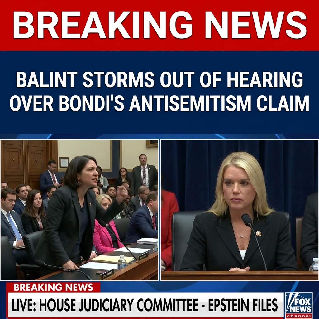 <p>At a marathon House Judiciary Committee hearing on the Jeffrey Epstein files, Rep. Becca Balint (D‑Vt.) erupted after Attorney General Pam Bondi challenged her record and invoked antisemitism, telling Balint she had voted against a resolution condemning antisemitism. Balint, whose grandfather died in the Holocaust, shouted “Are you serious?!” criticized Bondi’s line of attack as inappropriate, then rose and stormed out of the hearing. The confrontation occurred amid broader bipartisan clashes over the Justice Department’s handling of Epstein documents and Bondi’s combative testimony. Committee leaders attempted to restore order as the exchange drew national attention and video widely circulated online. (<a href="https://apnews.com/article/7a40d416451df0ebd487cb021b0a706d?utm_source=openai">apnews.com</a>)</p>