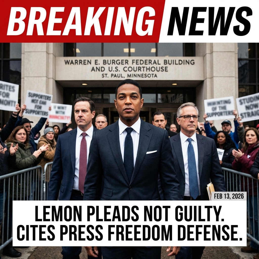 <p>On February 13, 2026, former CNN anchor Don Lemon entered the Warren E. Burger Federal Building and U.S. Courthouse in St. Paul, Minnesota, for arraignment and pleaded not guilty to federal civil‑rights charges tied to a January 18 anti‑ICE protest at Cities Church. Prosecutors allege conspiracy to deprive religious freedom and violations of the FACE Act; Lemon says he was acting as a journalist and denounces the indictment as politically motivated and an attack on press freedom. He arrived with his legal team amid supporters chanting outside; his attorneys intend to invoke First Amendment defenses as the case moves. (<a href="https://www.pbs.org/newshour/politics/don-lemon-pleads-not-guilty-to-civil-rights-charges-in-anti-ice-minnesota-church-protest?utm_source=openai">pbs.org</a>)</p>