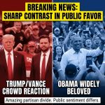 An online post declares that Donald Trump and Senator JD Vance are routinely booed at public outings while former President Barack Obama remains widely beloved across America. The breaking-news style tweet — which includes a photo link — contrasts negative crowd reactions to Trump and Vance with enthusiastic reception for Obama, calling the contrast “amazing.” The message underscores partisan divides and public sentiment at events, suggesting that political figures’ crowd responses differ sharply. While brief and anecdotal, the post frames these reactions as evidence of changing popular favor and invites viewers to judge the spectacle through the attached image now.