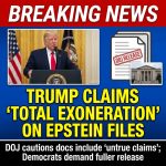 <p>President Trump on February 17, 2026 told reporters aboard Air Force One that he has “been totally exonerated” of any link to Jeffrey Epstein after the Justice Department released a large tranche of Epstein-related files; he said investigators “found just the opposite” of what critics expected. (<a href="https://www.thedailybeast.com/fbi-interviewed-underage-trump-accuser-bombshell-epstein-file-reveals/?utm_source=openai">thedailybeast.com</a>) The released documents, the DOJ cautioned, include public tips and some “untrue and sensationalist” claims and many redactions. (<a href="https://www.justice-integrity.org/?utm_source=openai">justice-integrity.org</a>) Among the disclosures is an FBI interview with a woman alleging abuse involving Epstein and naming other prominent men. (<a href="https://www.thedailybeast.com/fbi-interviewed-underage-trump-accuser-bombshell-epstein-file-reveals/?utm_source=openai">thedailybeast.com</a>) Democrats including Hillary Clinton have demanded faster, fuller disclosures and accused the administration of slow-walking the files. (<a href="https://www.ndtv.com/world-news/nothing-to-hide-totally-exonerated-us-president-donald-trump-again-denies-links-to-jeffrey-epstein-11013033?utm_source=openai">ndtv.com</a>)</p>